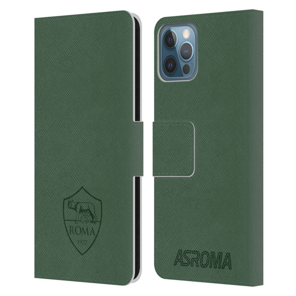 AS Roma Crest Graphics Full Colour Green Leather Book Wallet Case Cover For Apple iPhone 12 / iPhone 12 Pro