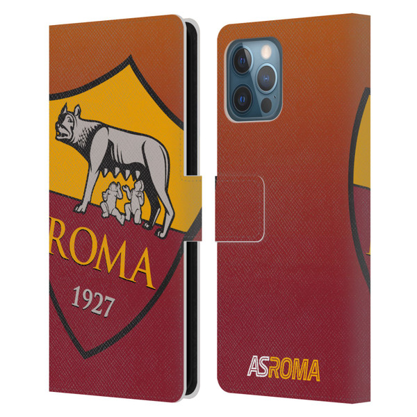 AS Roma Crest Graphics Gradient Leather Book Wallet Case Cover For Apple iPhone 12 Pro Max