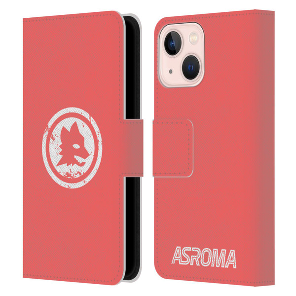 AS Roma Crest Graphics Pink Distressed Leather Book Wallet Case Cover For Apple iPhone 13 Mini