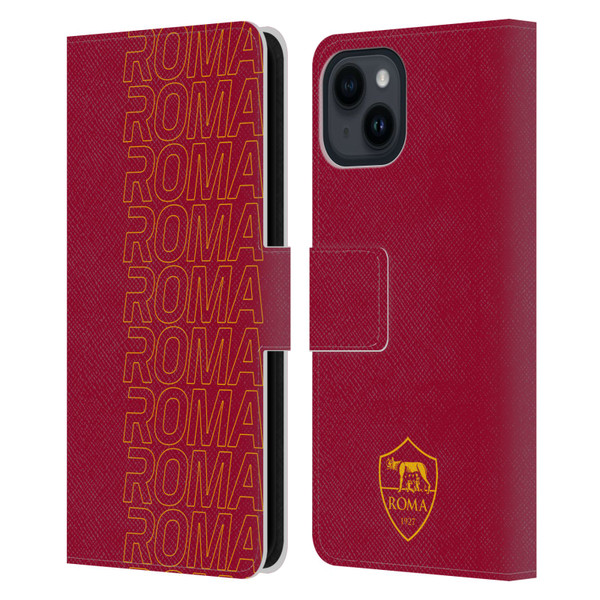 AS Roma Crest Graphics Echo Leather Book Wallet Case Cover For Apple iPhone 15