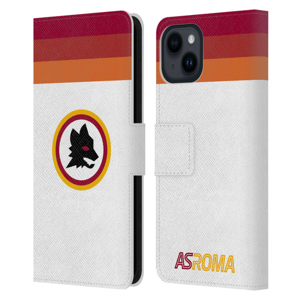 AS Roma Crest Graphics Wolf Retro Heritage Leather Book Wallet Case Cover For Apple iPhone 15
