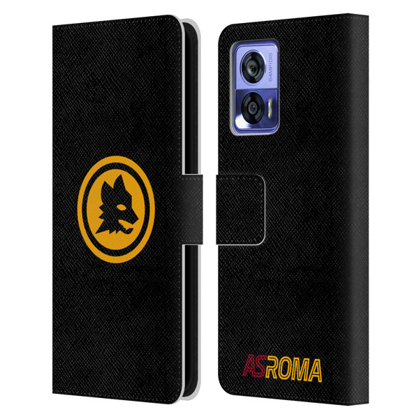 AS Roma Crest Graphics Black And Gold Leather Book Wallet Case Cover For Motorola Edge 30 Neo 5G