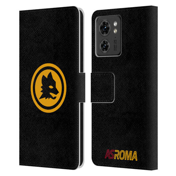 AS Roma Crest Graphics Black And Gold Leather Book Wallet Case Cover For Motorola Moto Edge 40