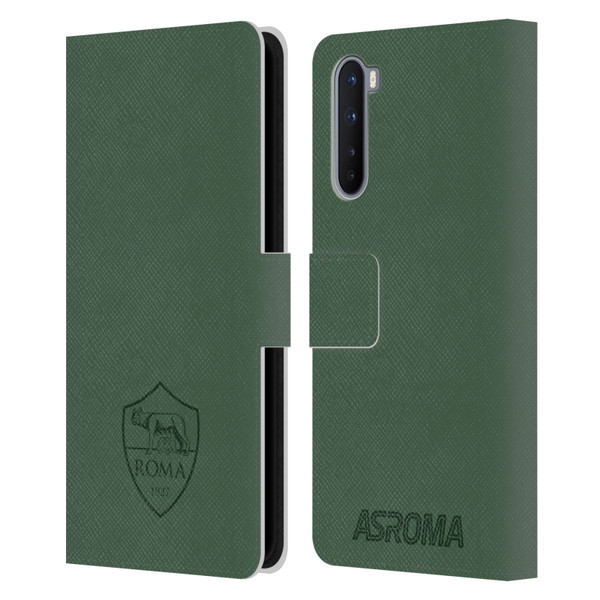 AS Roma Crest Graphics Full Colour Green Leather Book Wallet Case Cover For OnePlus Nord 5G