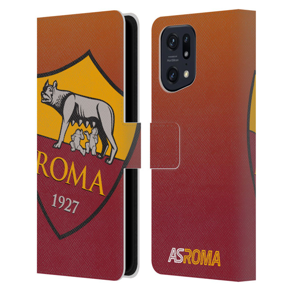 AS Roma Crest Graphics Gradient Leather Book Wallet Case Cover For OPPO Find X5