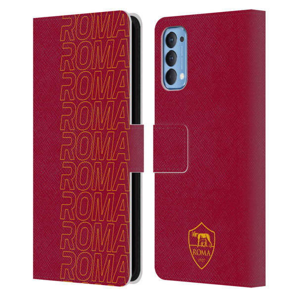AS Roma Crest Graphics Echo Leather Book Wallet Case Cover For OPPO Reno 4 5G