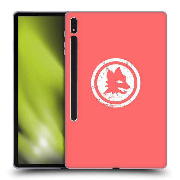 AS Roma Crest Graphics Pink Distressed Soft Gel Case for Samsung Galaxy Tab S8 Plus