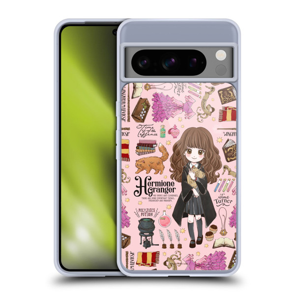 Harry Potter Deathly Hallows XXXVII Hermione Pattern Soft Gel Case for Google Pixel 8 Pro