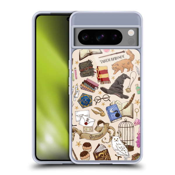 Harry Potter Deathly Hallows XXXVII Hogwarts Pattern Soft Gel Case for Google Pixel 8 Pro