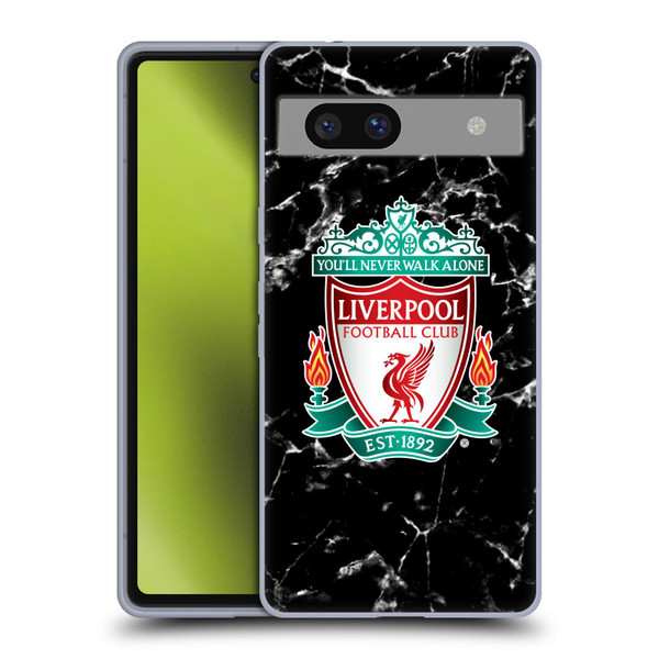 Liverpool Football Club Marble Black Crest Soft Gel Case for Google Pixel 7a