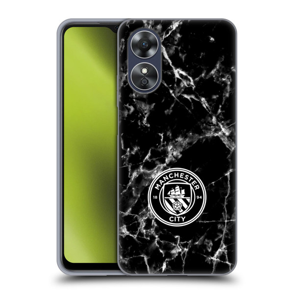 Manchester City Man City FC Marble Badge Black White Mono Soft Gel Case for OPPO A17