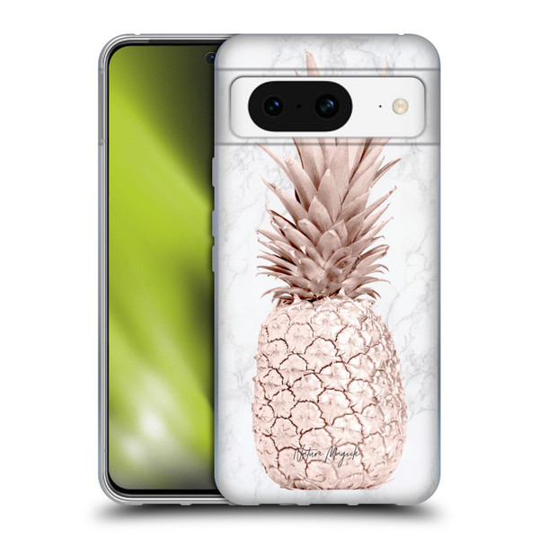 Nature Magick Rose Gold Pineapple On Marble Rose Gold Soft Gel Case for Google Pixel 8