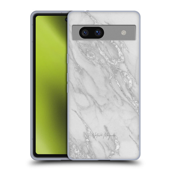 Nature Magick Marble Metallics Silver Soft Gel Case for Google Pixel 7a