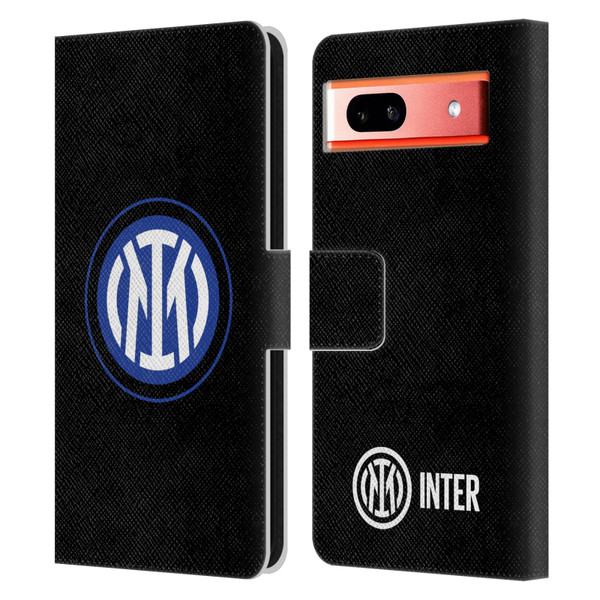 Fc Internazionale Milano Badge Logo On Black Leather Book Wallet Case Cover For Google Pixel 7a