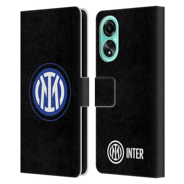 Fc Internazionale Milano Badge Logo On Black Leather Book Wallet Case Cover For OPPO A78 4G