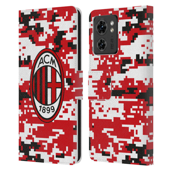 AC Milan Crest Patterns Digital Camouflage Leather Book Wallet Case Cover For Motorola Moto Edge 40