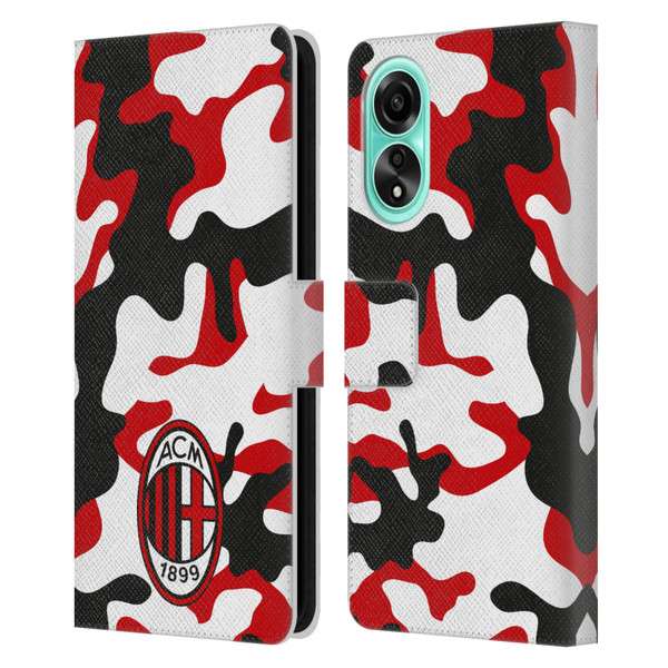 AC Milan Crest Patterns Camouflage Leather Book Wallet Case Cover For OPPO A78 4G