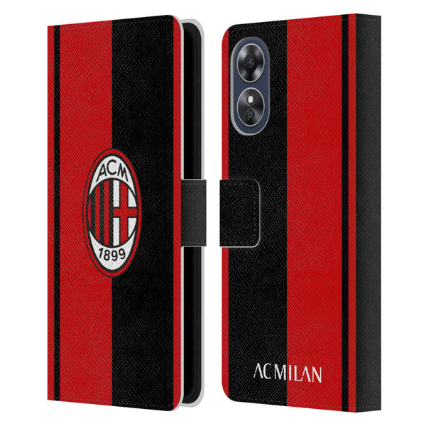 AC Milan Crest Red And Black Leather Book Wallet Case Cover For OPPO A17