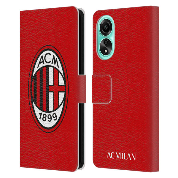 AC Milan Crest Full Colour Red Leather Book Wallet Case Cover For OPPO A78 4G