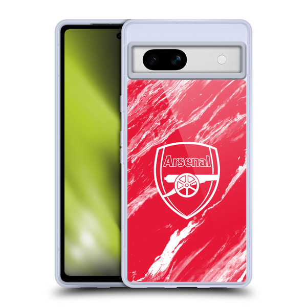 Arsenal FC Crest Patterns Red Marble Soft Gel Case for Google Pixel 7a