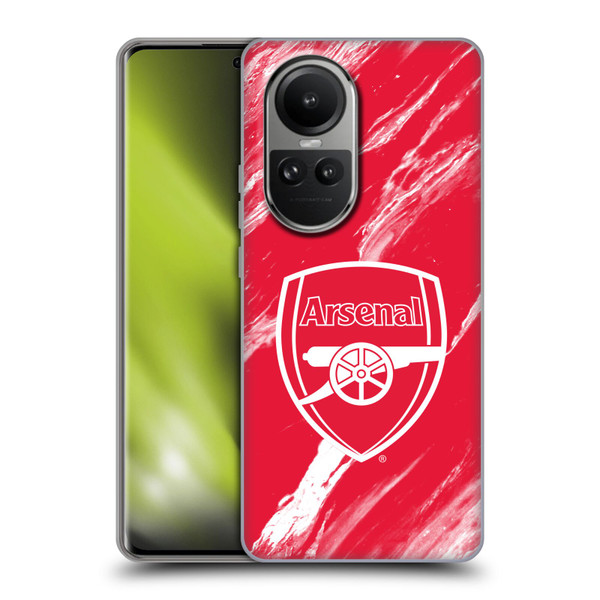 Arsenal FC Crest Patterns Red Marble Soft Gel Case for OPPO Reno10 5G / Reno10 Pro 5G