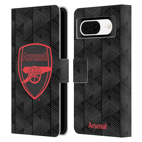 Arsenal FC Crest and Gunners Logo Black Leather Book Wallet Case Cover For Google Pixel 8