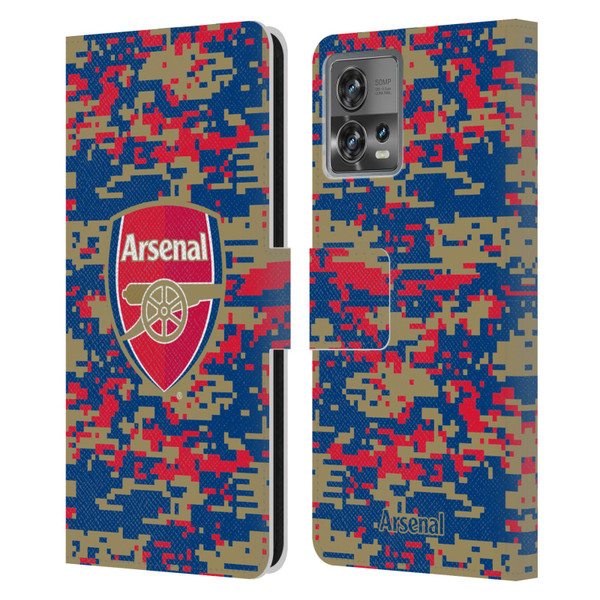 Arsenal FC Crest Patterns Digital Camouflage Leather Book Wallet Case Cover For Motorola Moto Edge 30 Fusion