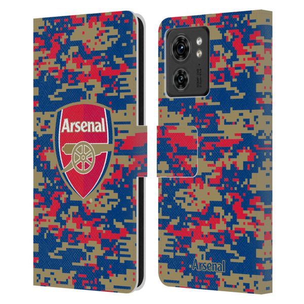 Arsenal FC Crest Patterns Digital Camouflage Leather Book Wallet Case Cover For Motorola Moto Edge 40
