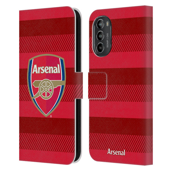 Arsenal FC Crest 2 Training Red Leather Book Wallet Case Cover For Motorola Moto G82 5G