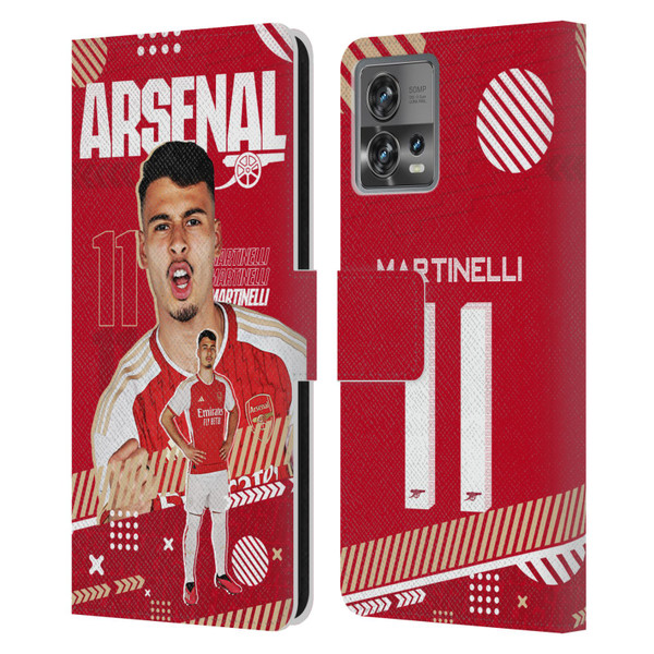 Arsenal FC 2023/24 First Team Gabriel Leather Book Wallet Case Cover For Motorola Moto Edge 30 Fusion