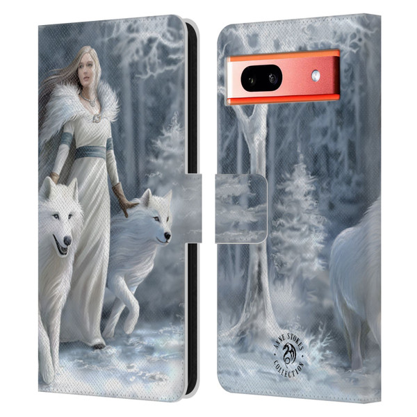 Anne Stokes Wolves Winter Guardians Leather Book Wallet Case Cover For Google Pixel 7a