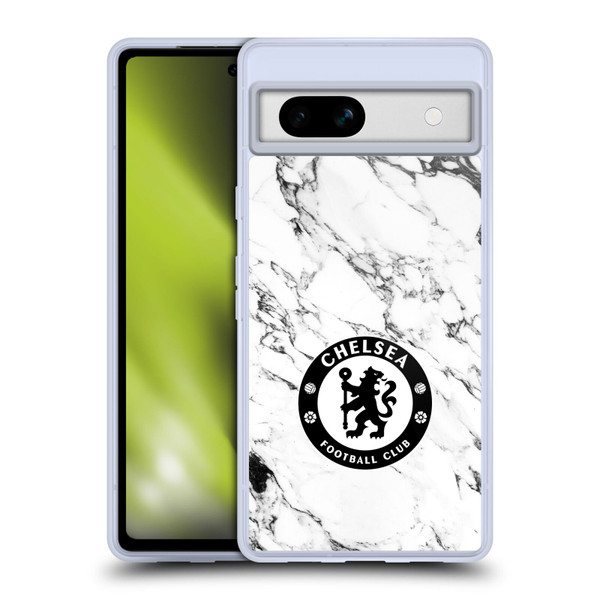 Chelsea Football Club Crest White Marble Soft Gel Case for Google Pixel 7a
