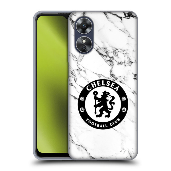 Chelsea Football Club Crest White Marble Soft Gel Case for OPPO A17