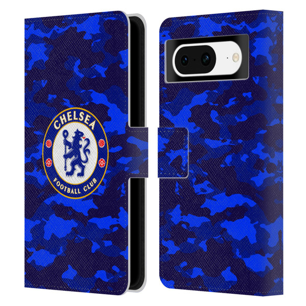 Chelsea Football Club Crest Camouflage Leather Book Wallet Case Cover For Google Pixel 8