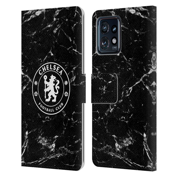 Chelsea Football Club Crest Black Marble Leather Book Wallet Case Cover For Motorola Moto Edge 40 Pro