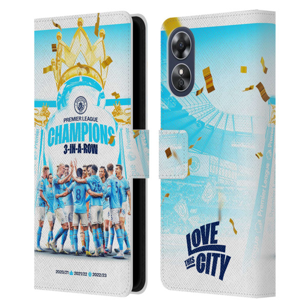 Manchester City Man City FC 2023 Champions Team Poster Leather Book Wallet Case Cover For OPPO A17