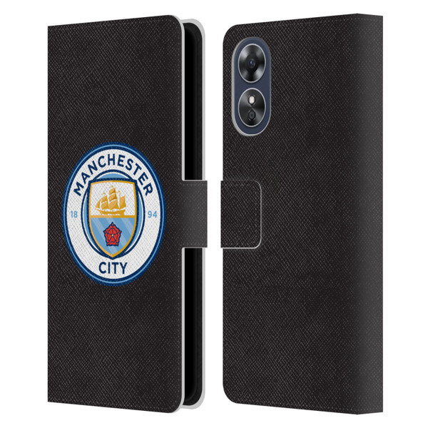Manchester City Man City FC Badge Black Full Colour Leather Book Wallet Case Cover For OPPO A17