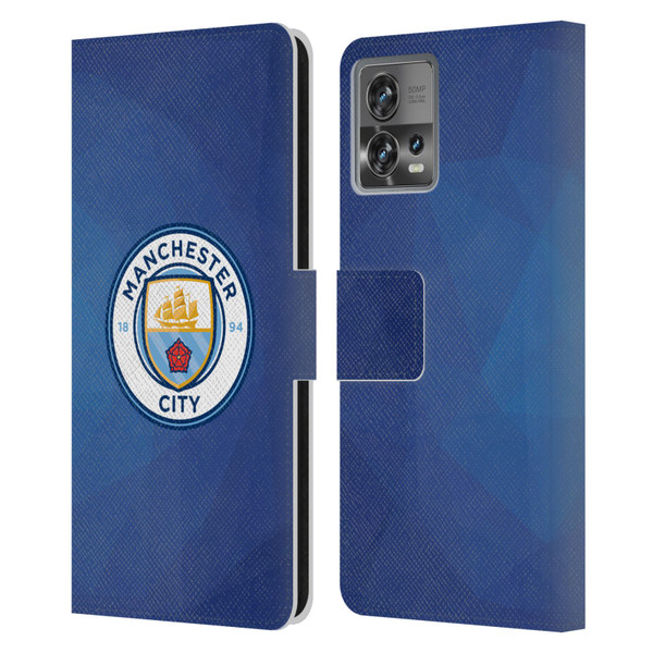 Manchester City Man City FC Badge Geometric Obsidian Full Colour Leather Book Wallet Case Cover For Motorola Moto Edge 30 Fusion