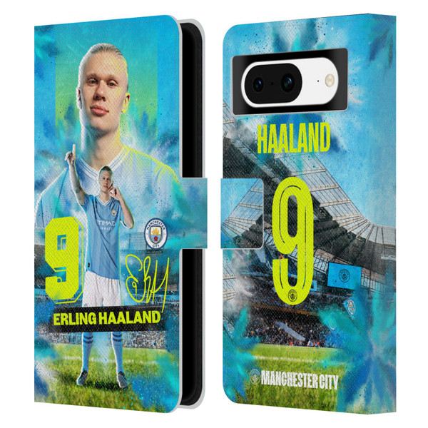 Manchester City Man City FC 2023/24 First Team Erling Haaland Leather Book Wallet Case Cover For Google Pixel 8