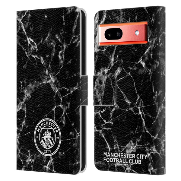 Manchester City Man City FC Marble Badge Black White Mono Leather Book Wallet Case Cover For Google Pixel 7a
