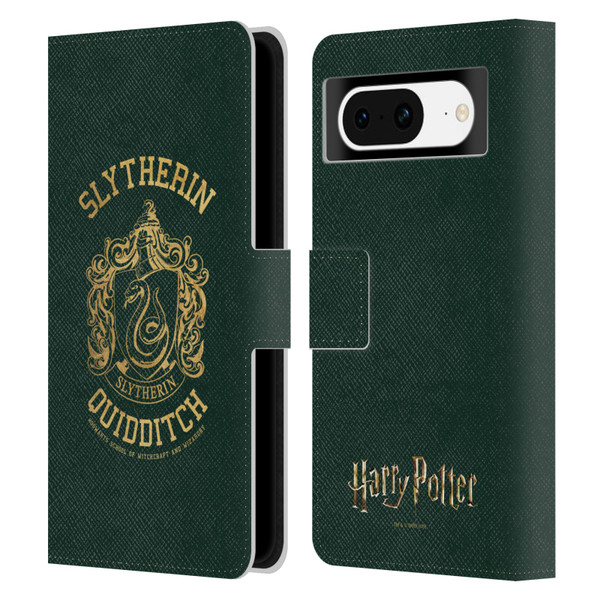Harry Potter Deathly Hallows X Slytherin Quidditch Leather Book Wallet Case Cover For Google Pixel 8
