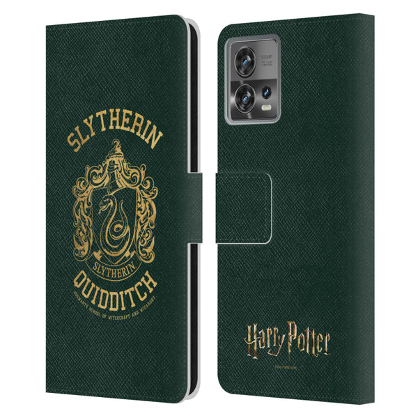 Harry Potter Deathly Hallows X Slytherin Quidditch Leather Book Wallet Case Cover For Motorola Moto Edge 30 Fusion