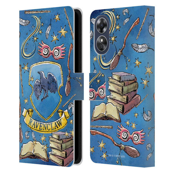 Harry Potter Deathly Hallows XIII Ravenclaw Pattern Leather Book Wallet Case Cover For OPPO A17