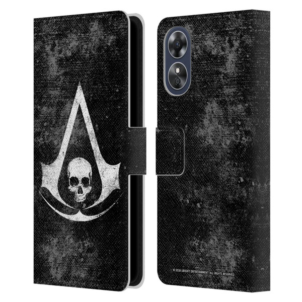 Assassin's Creed Black Flag Logos Grunge Leather Book Wallet Case Cover For OPPO A17