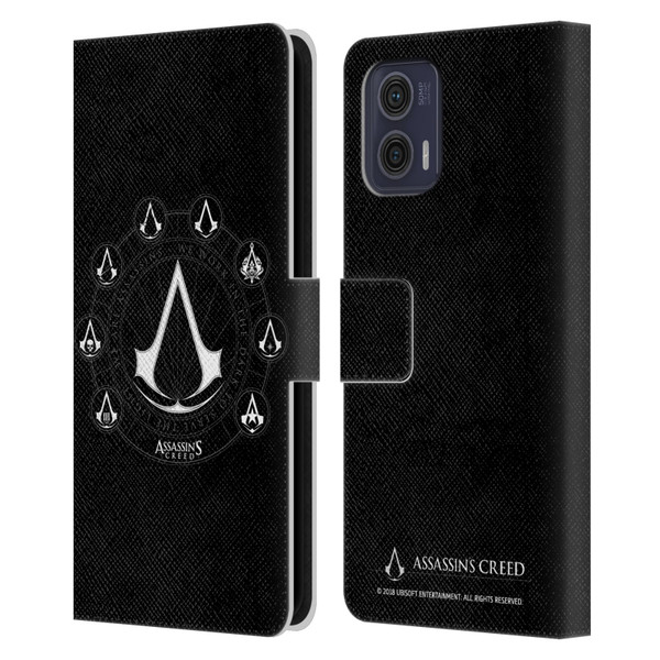 Assassin's Creed Legacy Logo Crests Leather Book Wallet Case Cover For Motorola Moto G73 5G