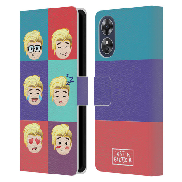 Justin Bieber Justmojis Cute Faces Leather Book Wallet Case Cover For OPPO A17