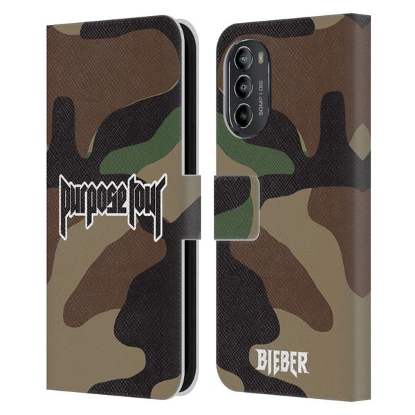 Justin Bieber Tour Merchandise Camouflage Leather Book Wallet Case Cover For Motorola Moto G82 5G