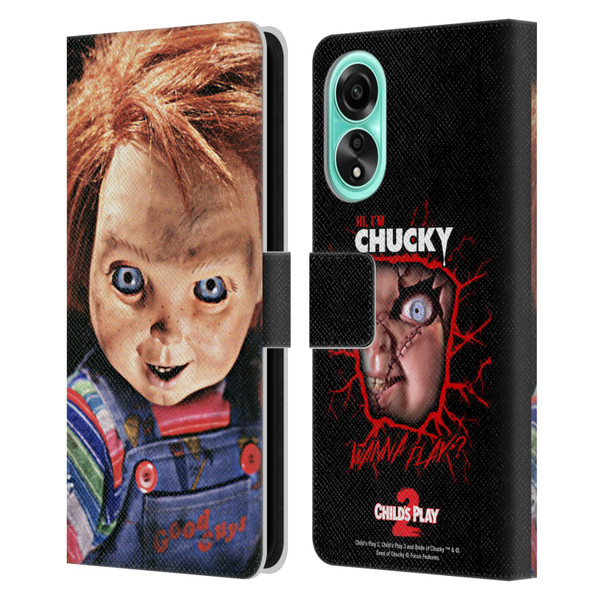 Child's Play II Key Art Doll Stare Leather Book Wallet Case Cover For OPPO A78 4G