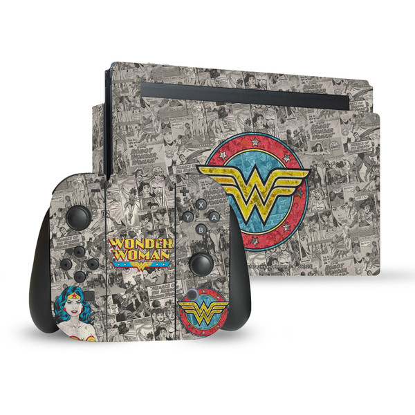Wonder Woman DC Comics Comic Book Cover Vintage Collage Vinyl Sticker Skin Decal Cover for Nintendo Switch Bundle