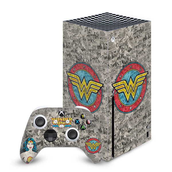 Wonder Woman DC Comics Comic Book Cover Vintage Collage Vinyl Sticker Skin Decal Cover for Microsoft Series X Console & Controller